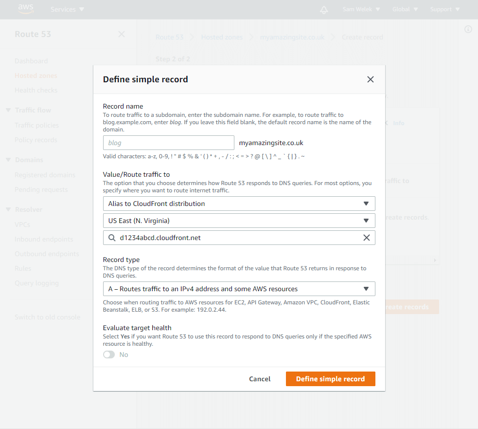 AWS Route53 CloudFront
